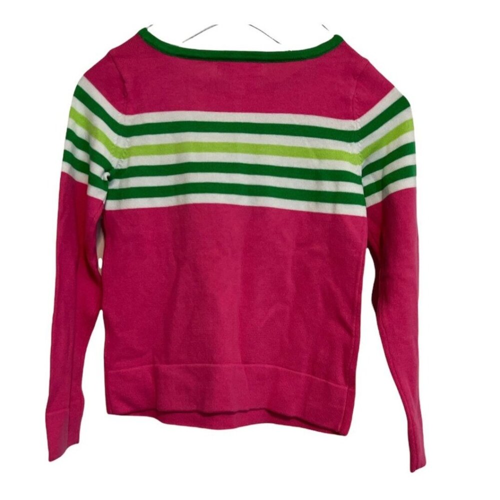 Lilly Pulitzer Mini Maria Pullover Sweater Girls Capri Pink Worth Stripe Size M - Picture 2 of 11